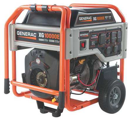 Generac Portable Generator, Gasoline, 10,000 Rated, 12,500 Surge, Electric Start, 83.3/41.7 A 5802