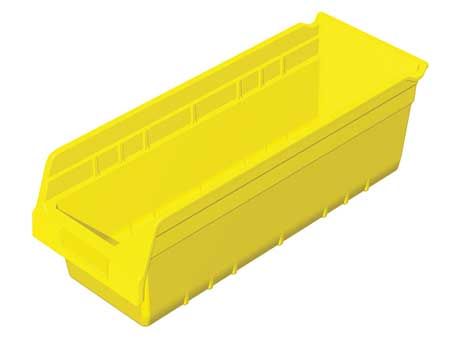 AKRO-MILS 35 lb Shelf Storage Bin, Plastic, 6 5/8 in W, 6 in H, Yellow, 17 7/8 in L 30098YELLO