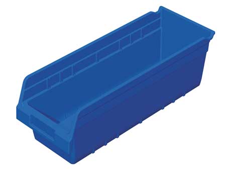 Akro-Mils 35 lb Shelf Storage Bin, Plastic, 6 5/8 in W, 6 in H, Blue, 17 7/8 in L 30098BLUE