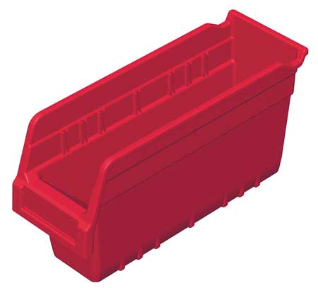 Akro-Mils 20 lb Shelf Storage Bin, Plastic, 4 1/8 in W, 6 in H, Red, 11 5/8 in L 30040RED