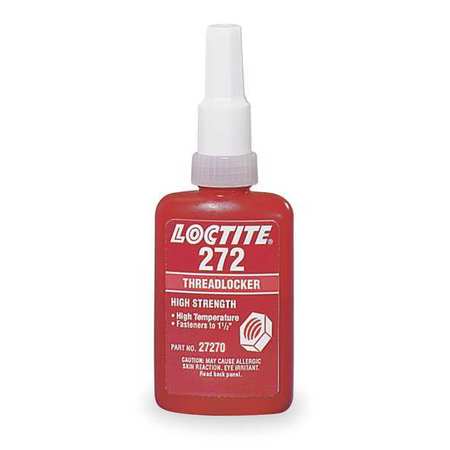 Loctite Threadlocker, LOCTITE 272, Red, High Strength, Liquid, 250 mL Bottle 195542