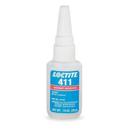 Loctite Instant Adhesive, 411 Series, Clear, 0.7 oz, Bottle 135446