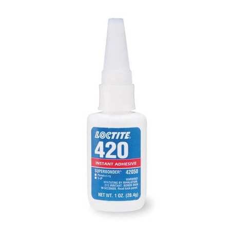 Loctite Instant Adhesive, 420 Series, Clear, 1 oz, Bottle 135455
