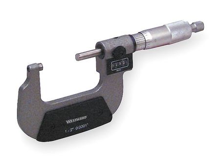 Westward Digital Micrometer, 1 to 2", 0.0001, Ratchet 4KU88