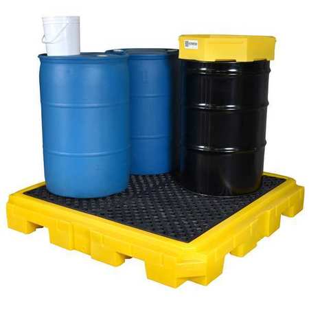 ULTRATECH Drum Spill Containment Pallet, 75 gal Spill Capacity, 4 Drum, 9000 lb., Polyethylene 9630
