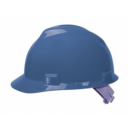 Msa Safety V-Gard Front Brim Hard Hat, Slotted, Cap Style, Type 1, Class E, Staz-On Pinlock Suspension, Blue 463943