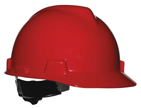 Msa Safety V-Gard Front Brim Hard Hat, Type 1, Class E, Ratchet (4-Point), Red 475363