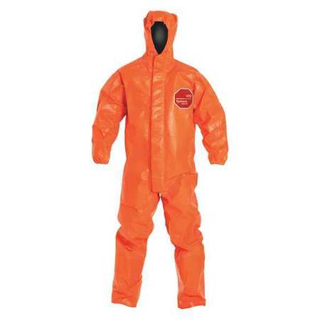 DUPONT Hooded Chemical Resistant Coveralls, 2 PK, Orange, Tychem(R) 6000 FR, Zipper TP198TOR2X0002BN