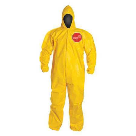 DUPONT Coveralls, 12 PK, Yellow, Tychem(R) 2000, Adhesive QC127BYLXL001200