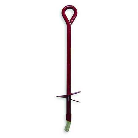 Zoro Select 3 in Dia x 15 in L Screw-In Earth Anchor, Steel, Painted Red 4LVK3