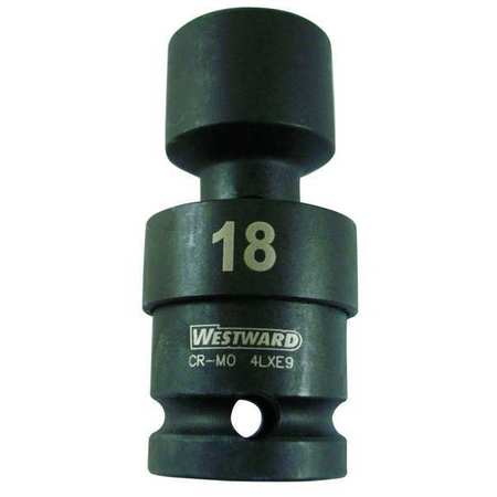 WESTWARD 1/2 in Drive Impact Socket 7/8 in Size 6 pt Standard Depth, Black Oxide 4LXG1