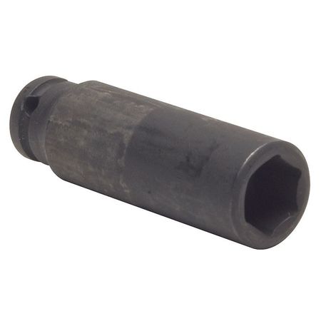 Westward 1/2 in Drive Impact Socket 9/16 in Size 6 pt Deep Depth, Black Oxide 4LXN4