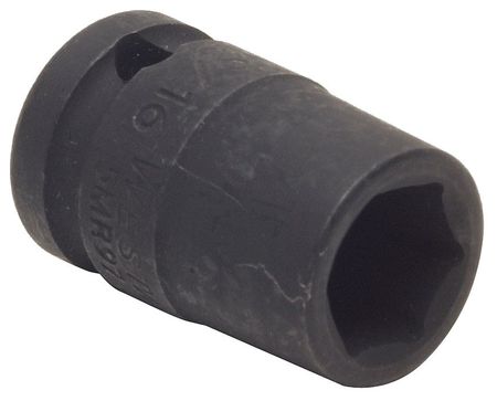 WESTWARD 1/2 in Drive Impact Socket 9/16 in Size 6 pt Standard Depth, Black Oxide 4LXV5