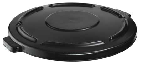 Rubbermaid Commercial 44 gal Flat Trash Can Lid, 24 1/2 in W/Dia, Black, Resin, 0 Openings FG264560BLA