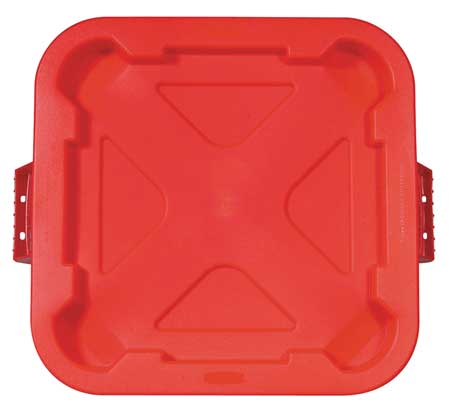 RUBBERMAID COMMERCIAL 28 gal Flat Trash Can Lid, 22 in W/Dia, Red, Plastic, 0 Openings FG352900RED