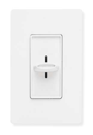 Lutron Lighting Dimmer, Slide, 1-Pole, Rocker, Wht S-600H-WH