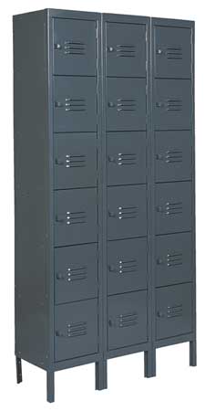 Zoro Select Box Locker, 36 in W, 12 in D, 78 in H, (3) Wide, (18) Openings, Gray 4MUE1