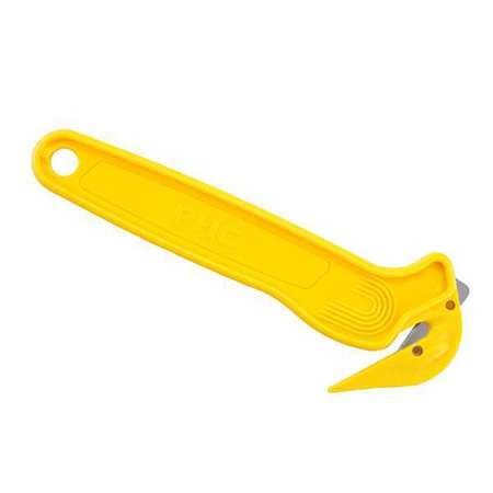 Pacific Handy Cutter Hook-Style Film Cutter, 6 1/2 in L, Straight Fixed Steel Blade, Ergonomic Plastic Handle, Yellow DFC-364