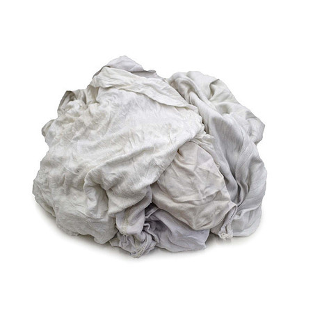 ZORO SELECT Recycled Cotton T-shirt Cloth Rag 4 lb. Varies Sizes, White WW4MY53