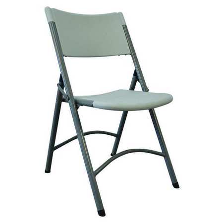 ZORO SELECT Folding Chair, Blow Molded, White 4NHN5