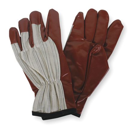 CONDOR Nitrile Coated Gloves, Palm Coverage, White/Russet, M, PR 4NHA3