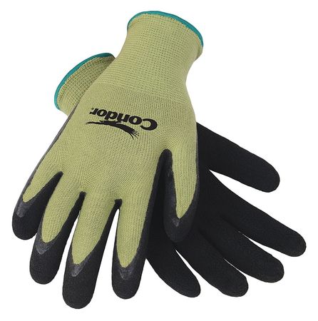 CONDOR Natural Rubber Latex Coated Gloves, Palm Coverage, Black/Green, XL, PR 4NMP3