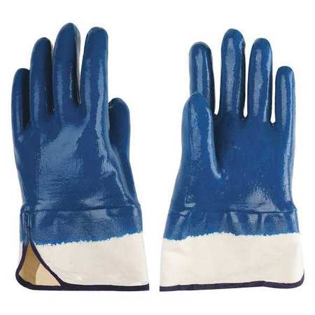 CONDOR Nitrile Coated Gloves, Full Coverage, Blue/Beige, L, PR 4NMU1