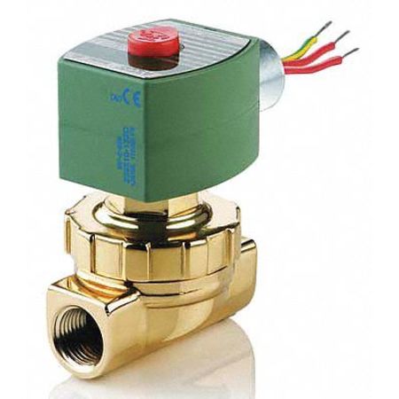 REDHAT 24V DC Brass Steam and Hot Water Solenoid Valve, Normally Closed, 3/8 in Pipe Size 8220G402