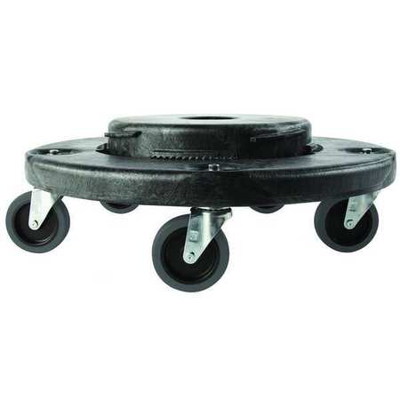 RUBBERMAID COMMERCIAL Quiet Container Dolly for BRUTE 20-55 gal Containers 250 lb Load Capacity, 5 Swivel Casters, Black FG264043BLA