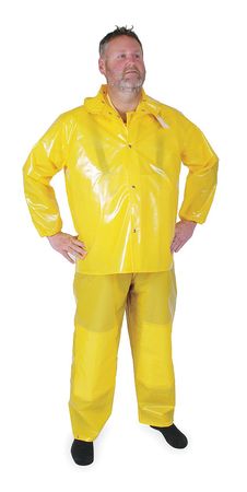 CONDOR Rain Jacket w/Detachable Hood, Yellow, 2XL 4PCK3