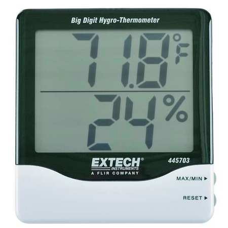 Extech Indoor Digital Hygrometer, 14 to 140 F, Depth: 4/5 in 445703