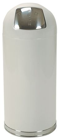 Zoro Select 15 gal Round Trash Can, White, 15 1/4 in Dia, Swing, Steel 4PGG1