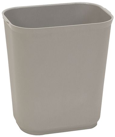 Zoro Select 7 gal Rectangular Trash Can, Gray, 10 1/2 in Dia, None, Fiberglass 4PGL8