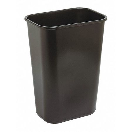 10 gal Rectangular Trash Can, Black, 12 1/2 in Dia, None, Plastic