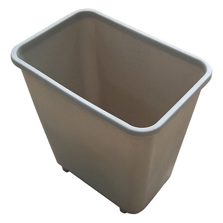 Zoro Select 1-3/4 gal Rectangular Wastebasket, Beige, 6 3/4 in Dia, None, Plastic 4PGN1