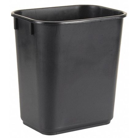 Zoro Select 3-1/2 gal Rectangular Wastebasket, Black, 8 1/8 in Dia, None, Plastic 4PGN2