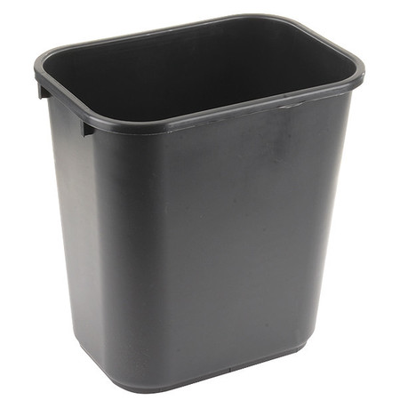 Zoro Select 7 gal Rectangular Wastebasket, Black, 14 1/2 in Dia, None, Plastic 4PGN5
