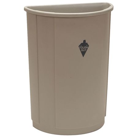 Zoro Select 21 gal Half-Round Trash Can, Beige, 21 1/2 in Dia, None, Plastic 4PGT9