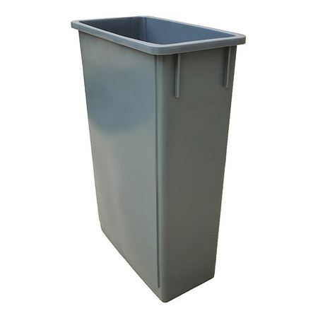 Zoro Select 23 gal Rectangular Trash Can, Gray, 11 1/4 in Dia, None, Plastic 4PGU8