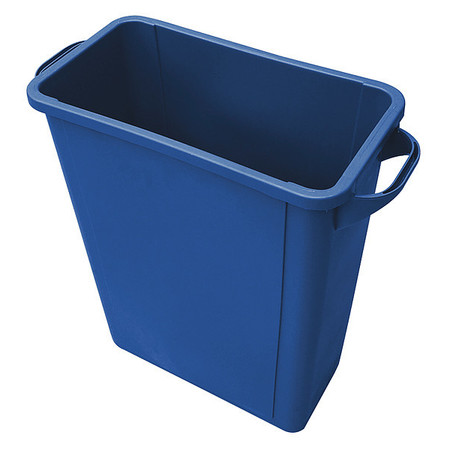 Zoro Select 16 gal Rectangular Trash Can, Blue, 20 in Dia, None, Plastic 4PGU7