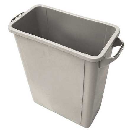 Zoro Select 16 gal Rectangular Trash Can, Beige, 24 11/16 in Dia, None, Plastic 4PGU5