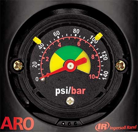 ARO Pressure Gauge, 0 to 160 psi, 1/8 in MNPT, Plastic, Black 104493