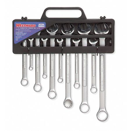 Westward Combo Wrench Set, Satin, 5/16-15/16in, 11Pc 4PL86