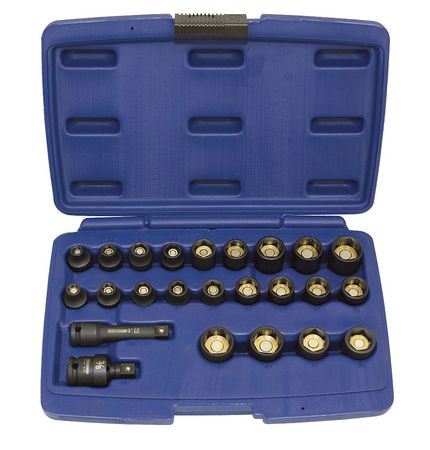 Westward 3/8" Drive Impact Socket Set, SAE, Metric, 24 pcs 4PRF3