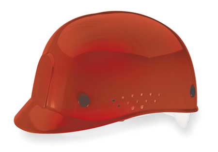 Msa Safety Bump Cap, Front Brim, Perforated Sides, Pinlock Suspension, 6 1/2 to 8, Red 10033653