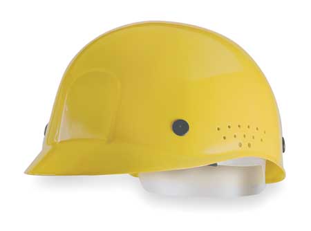 Msa Safety Bump Cap, Front Brim, Perforated Sides, Pinlock Suspension, 6 1/2 to 8, Yellow 10033651