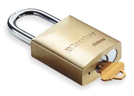 Master Lock Padlock, Keyed Alike, Standard Shackle, Rectangular Brass Body, Boron Shackle, 25/32 in W 6830KA10G200