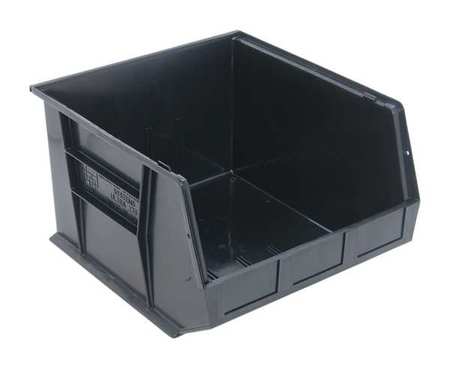 QUANTUM STORAGE SYSTEMS 75 lb Hang & Stack Storage Bin, Polypropylene, 16 1/2 in W, 11 in H, 18 in L, Black QUS270CO