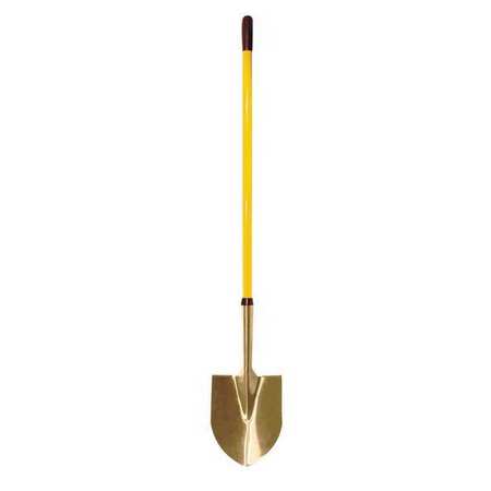 AMPCO SAFETY TOOLS Round Point Shovel, Aluminum Blade, 45-1/4 in L Yellow Fiberglass Handle S-81FG