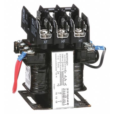 SQUARE D Control Transformer, 50 VA, Not Rated, 55 °C, 120V AC, 240/480V AC 9070TF50D1